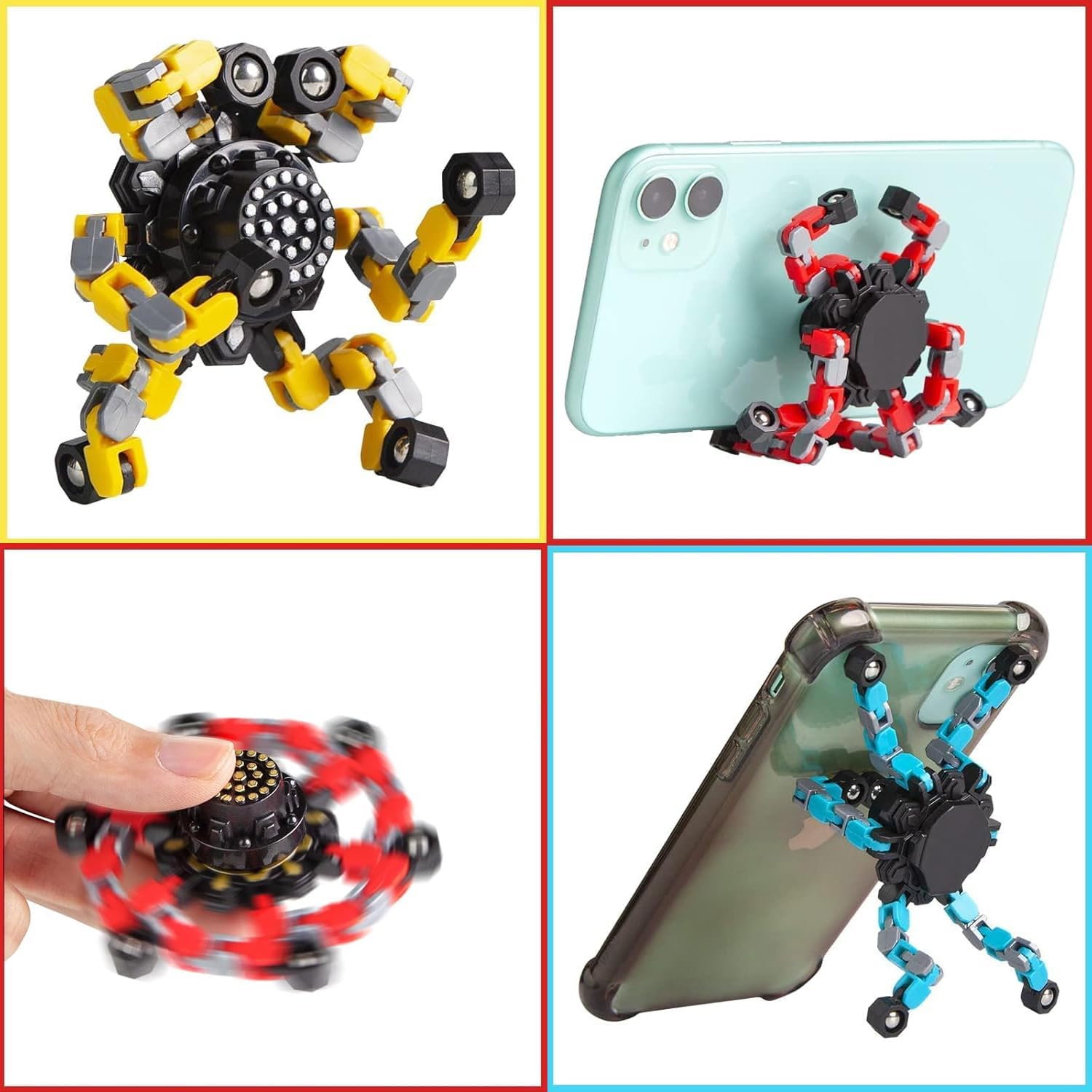 3Pcs Deformable Robot Fidget Spinners,Transformable Fingertip Toys for Classroom Prizes,Christmas,Valentine Gifts - Goodie Bag, Stocking, Easter Basket Stuffers