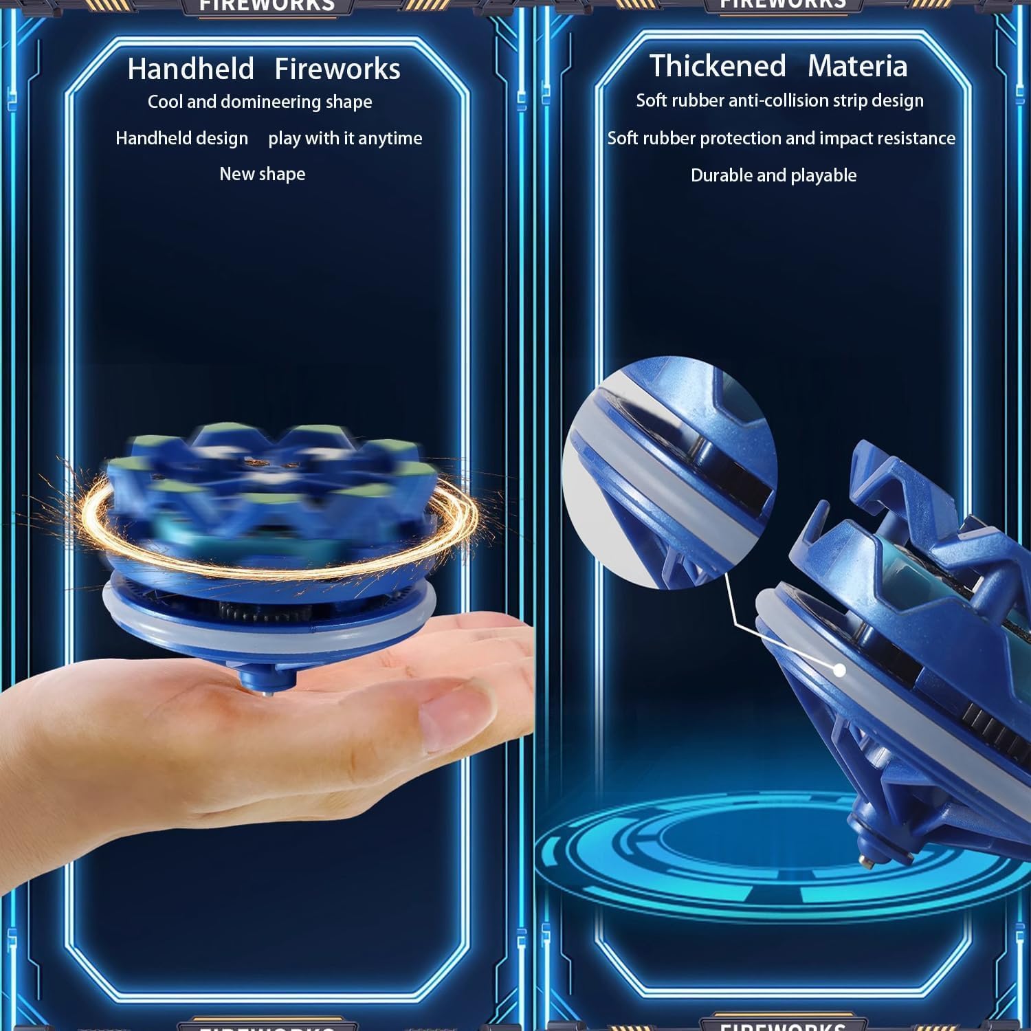 Fireworks Fingertip Gyro,Handheld Fireworks Gyroscope,Collision Sparks Light Up Spinning Top Toy,Creative Gyroscope Toy for Kids,Fidget Spinners for Adults, Cool Flashing Spinning Toys (6 PCS)