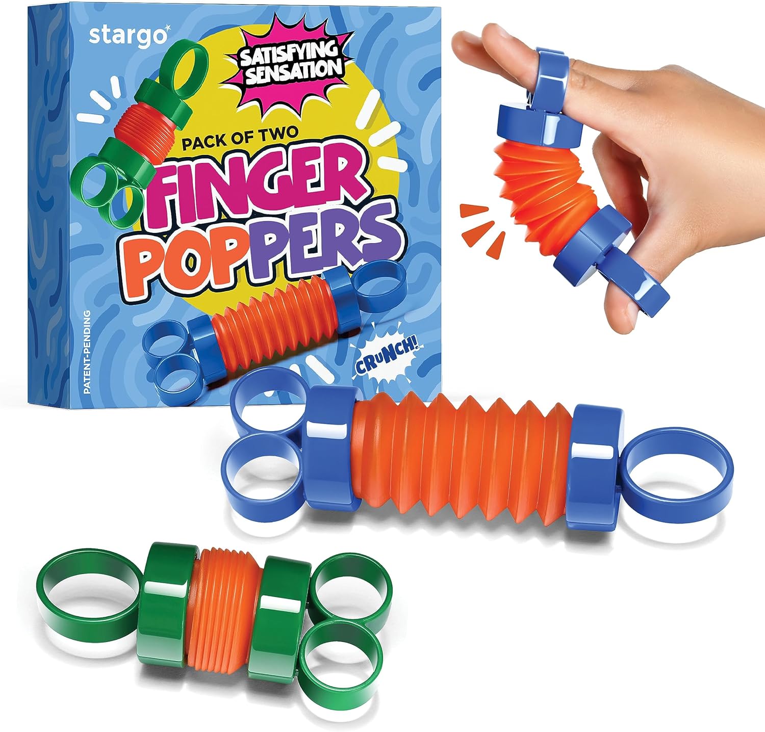 Finger Poppers Fidget Toy for Kids - Hand Exercisers Pop Tube Mini Fidget Toys - Sensory Toy for Girls and Boys - Finger Strengthener and Occupational Therapy Toy Stocking Stuffers - Pack of 2